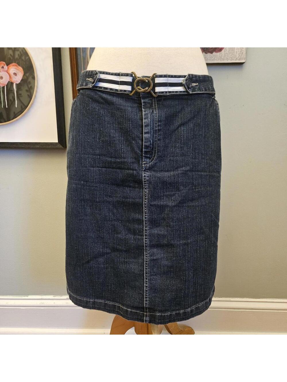 Vintage Navy denim midi skirt Architect 10 Cotton